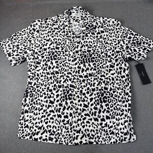 Strata Short Sleeve Men's Button Up Shirt Leopard Print With Pocket XL